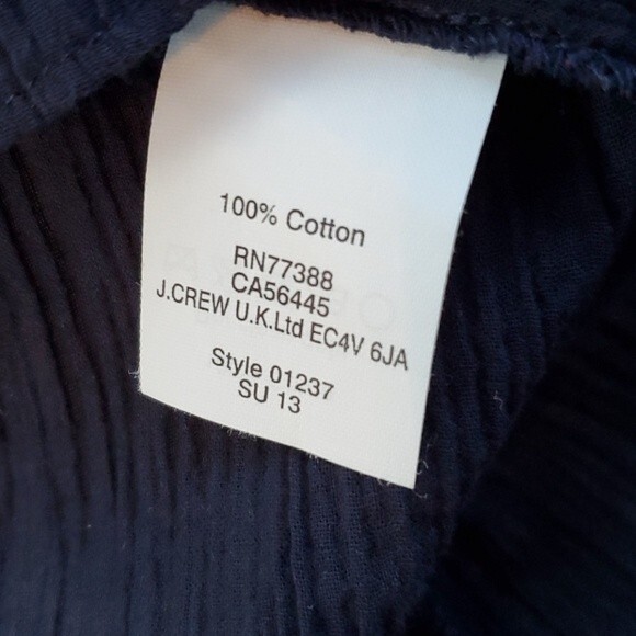 J. CREW NAVY BLUE LIGHTWEIGHT GAUZY COTTON PEASANT TOP LACE SIZE 10 - Picture 6 of 6